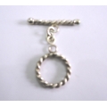 C0002-Clasp,toggle,oxidised,sterling silver,25 mm double sided round,twisted wire